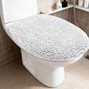 RUN HELIX Bathroom Toilet Lid Cover,Chenille Machine Washable Seat Covers, 17.5x15, Stays in Place Rubber Backing, Fits Most Round, Elongated and Oblong Lids, Accessories Decor, Light Grey