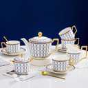 CwlwGO-15 Pieces Porcelain Tea Service Set for 4, Bone China Coffee Tea Sets,Tea Cup Set with Teapot, Sugar Bowl, Creamer Pitcher And Gifts Box, Britain Tea Cups and Saucer Sets For Women,Adults.