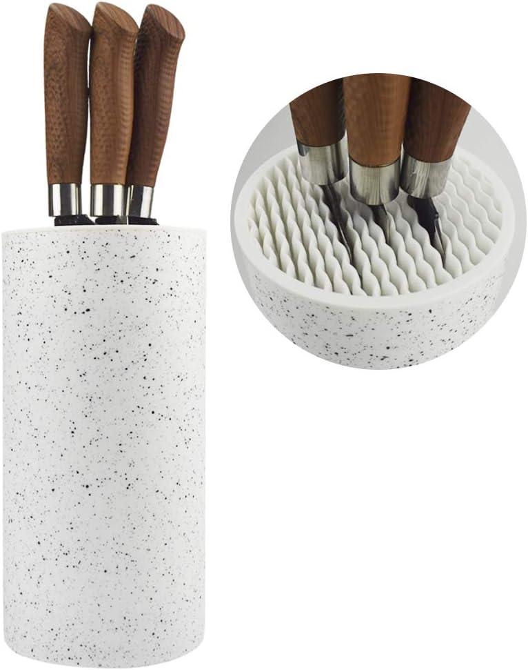 Universal Freedom Knife Storage Stand, Knife Block Holder without Knives, Resin Round Knife Holder, Space Saver Knife Organizer Slot to Protect Blades Detachable for Easy Cleaning (White Snowflake Dots)