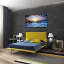 Muolunna S05862 Wall Art Decor Canvas Print Picture Sunset Blue Ocean 1 Panel Sea Waves Scenery Painting Artwork for Office Wall Decor Home Decoration Stretched and Framed Ready to Hang 24x48inch