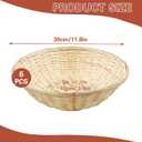 6 Pack Bamboo Bread Basket, 12" Round Stackable Gift Baskets, Woven Food Storage Serving Organizer for Vegetables Snacks Berry Fruit, for Kitchen Restaurant Centerpiece Display Party Wedding