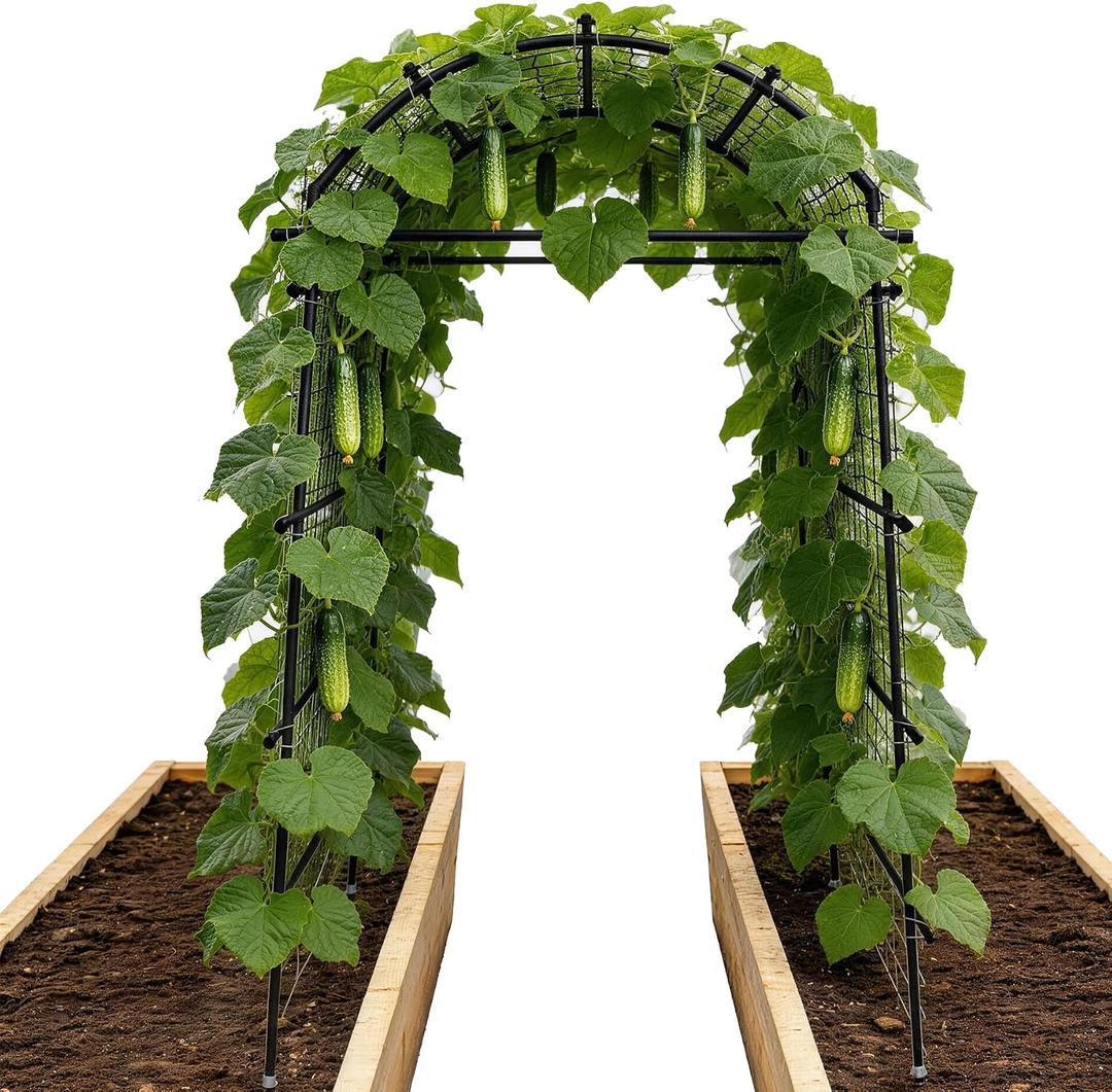 Garden Arch Trellis for Climbing Plants, Adjustable Tunnel Trellis 7.4FT Tall & 2.8 FT Depth, Metal Plant Support Garden Trellis Arch for Outdoor Climbing Vine,Vegetable, Fruit, Flower