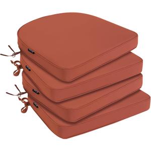 Favoyard Outdoor Chair Cushions 17"x16"x2" Set of 4 Waterproof Seat Cushion for Patio Furniture with 3-Year Fade Resistant Removable Cover Attach Straps Hidden Zipper Round Corner for Yard Garden (Spice)