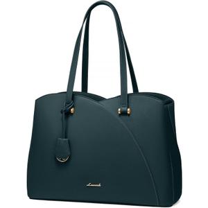LOVEVOOK 17.3 Inch Laptop Bag for Women, Teacher Work Tote Bags Laptop Bag, Leather Computer Bag Large Purses Handbag Professional Briefcase, Teal