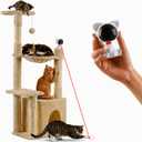 45-in Cat Tree for Indoor Cats with Built-in Laser Toy | Multi-Level Cat Tower with Plush Hammock, Cat House Scratching Posts, Cozy Condo Perch & Hanging Ball, Supports up to 22 LB, Beige