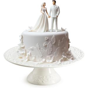 Wedding Cake Stand, White Cake Stand for Smaller Than 10 Inch Cakes, Christmas Porcelain Cake Plate for Party, Baby Shower, Birthday, Home Decorating Stand