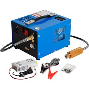 PCP Air Compressor 4500Psi/30Mpa Water/Oil Free PCP Air Pump Rifle,12V Automotive DC 110V AC PCP Airgun Compressor With Power Converter,Built-in Fan,Suitable for Paintball (Blue)