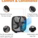 Amazon Basics 3-Speed Box Fan for Bedroom, Portable with Carry Handle, Powerful Airflow, 5 Blades, Lightweight Design, 67 Watts, 20-Inch, Black, 6.8"D x 20.86"W x 21.33"H