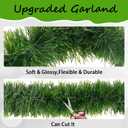 50FT Green Artificial Christmas Garland with Bendable Metal Wire, 2 Pack Non-Lit Soft Pine Greenery Garland for Indoor or Outdoor Decor, Holiday Wedding Party Decoration for Stairs Mantle Door