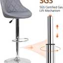 Zlinke Set of 2 Adjustable Bar Stools PU Leather Swivel Bar Chair with Shell Back Pub Chairs Counter Height Home Kitchen Dining Room Chairs(Gray