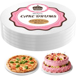 16 Inch Cake Boards Round - 5 Pcs Sturdy 1/2" Thick Greaseproof Cake Drums for Wedding & Birthday Multi-Layer Cakes, White Food-Grade Cardboard Base (5 Pcs, 16 Inch)