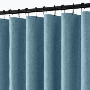 ANRODUO Extra Long Linen Shower Curtain, 108 Inch Long Heavy Duty Fabric Shower Curtain Set with 12 Metal Hooks, Waterproof Decor Machine Washable for Bathroom Bathtub Hotel, 72 x 108, Moonlight Blue