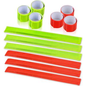 Reflective Bands, Reflective Slap Bracelet, Reflective Wristband High Visibility Reflectors, for Night Run, Night Cycling, Night Working (Yellow & Red)