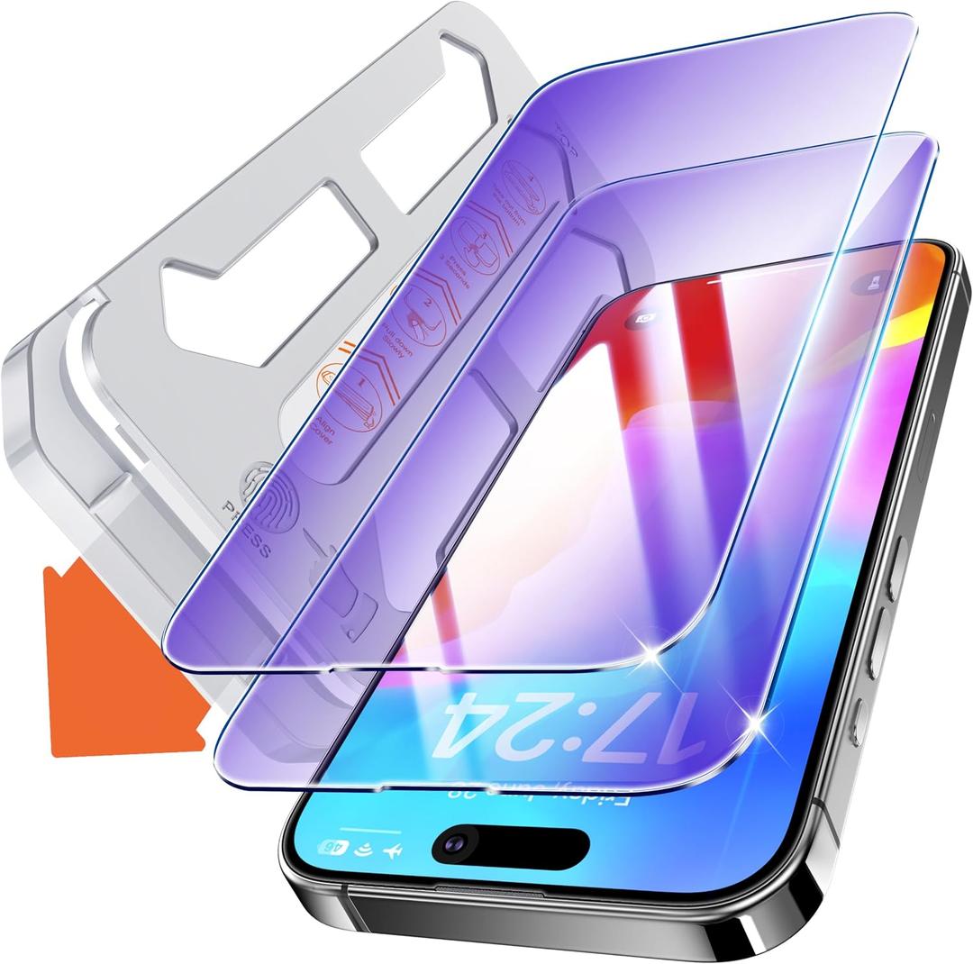 for Screen Protector iPhone 14 Pro (6.1 inch) [Anti-Blue Light], 2.5D Full Coverage 9H+ Tempered Glass, Reduce Eye Fatigue [Protect Eyes] HD Clear [2 Pack]