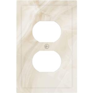 Outlet Covers Beige Marble Texture Stone Pattern 1 Gang Duplex Light Switch Cover Plate Decorative Switch Plate Covers Electrical Socket Cover for Bedroom Bathroom Decor