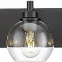 Bathroom Light Fixtures, 5 Light Matte Black Vanity Light, 32 Inch Modern Wall Sconces with Globe Clear Glass Shade, Vanity Lighting Fixtures Over Mirror, VL195-MB-CL-5 (Black, Clear Glass)