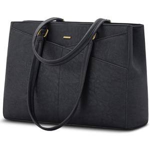 LOVEVOOK Laptop Bag for Women 15.6 Inch Tote Bags Waterproof Leather Briefcase Computer Women Business Office Work Bag,Vintage Black
