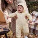 Unnivoll Baby Winter Clothes Cotton Baby Snowsuit for Boys Girls Long Sleeve Onesie Hooded Romper Newborn Jumpsuit Outfits (6-12 Months, Apricot)