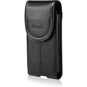 Hengwin Outdoor Walking Working Leather Phone Holster Fit for iPhone 17 Pro Max 16 Plus 15 Plus Samsung Galaxy S25 Ultra A15, Belt Pouch Case with Belt Clip Magnetic Closure Cell Phone Holder (Black)