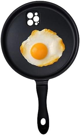 Funny Fried Cooking Egg Phone Case, Frying Pan Creative Phone Case for iPhone 15 14 13 12 11 Pro max X XS XR Silicone Case Cover (for iPhone 11 Pro Max)