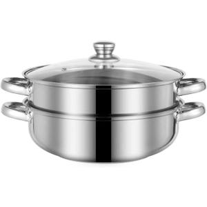 Steamer for Cooking, 5.0 Quarts Stainless Steel Steamer Pot, 2-Tier Food Steam Pots with Lid for Cooking Vegetables, Seafood, Soups, Stews and Pasta, 11 x 6.1 inch