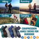 6 Pairs Merino Wool Ankle Running Hiking Socks Compression Support Breathable Thick Cushion No Show Socks for Women Men (Medium)