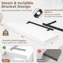 40 Inch Long Floating Shelves for Wall Set of 2, 12"D Wood Grain Bathroom Shelves with Invisible Brackets, Easy Install Engineered Wood Storage Shelves for Kitchen, Living Room, Bedroom, White Finish, 40Wx12Dx1.5H, 2P