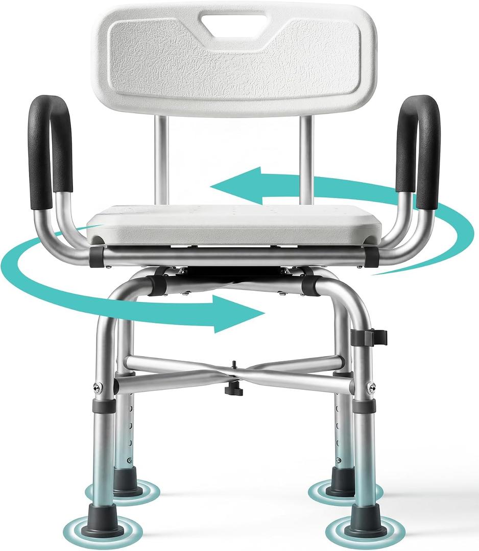 Shower Chair for Inside Shower with Arms and Back, 400lb Bathtub Seats