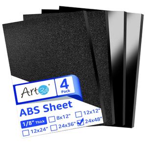 Art3d ABS Plastic Sheets 1/8 Inch Thick 24"x48", 4 Pack - Thermoform Two-Sided Rigid Art3d ABS Sheet (Textured Plastic Front & Smooth Back)