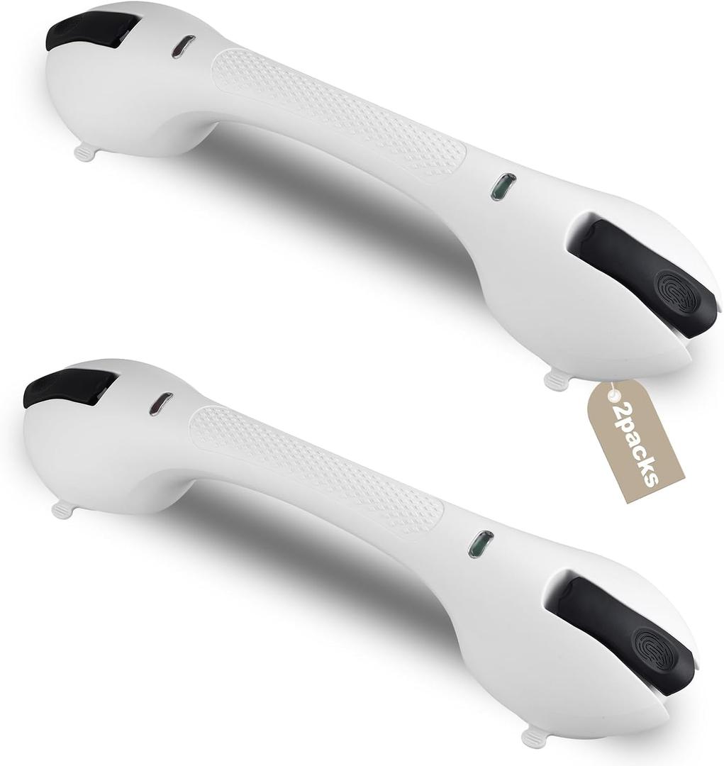 Shower Grab Bar 2 PCS Suction Grab Bars for Bathtubs and Showers, Shower Handle Removable Shower Handrails for Kids, Bathroom Safety Grip Waterproof(White)