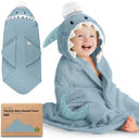 KeaBabies Organic Baby Towel with Hood for Girls, Boys - Soft, Absorbent, 100% Cotton Hooded Baby Towels for Newborns, Infants, Large Hooded Bath Towels for Babies, Kids, Toddler 1-3 (Skipper)