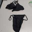 XUNYU Thong Bikini Sets for Women - Brazilian Micro String Bikinis Sexy Two Piece Swimsuit Triangle Top Halter Bathing Suits (Black, M)