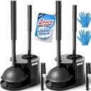 2Pack 2 in 1 Toilet Brush and Plunger Set, Extended Handle Plunger,Toilet Bowl Brush Plunger Set,Clean Gloves,Cleaning Tools,Cleaning Brush,Cleaning Supplies,Toilet Brush Plunger Combo,Black