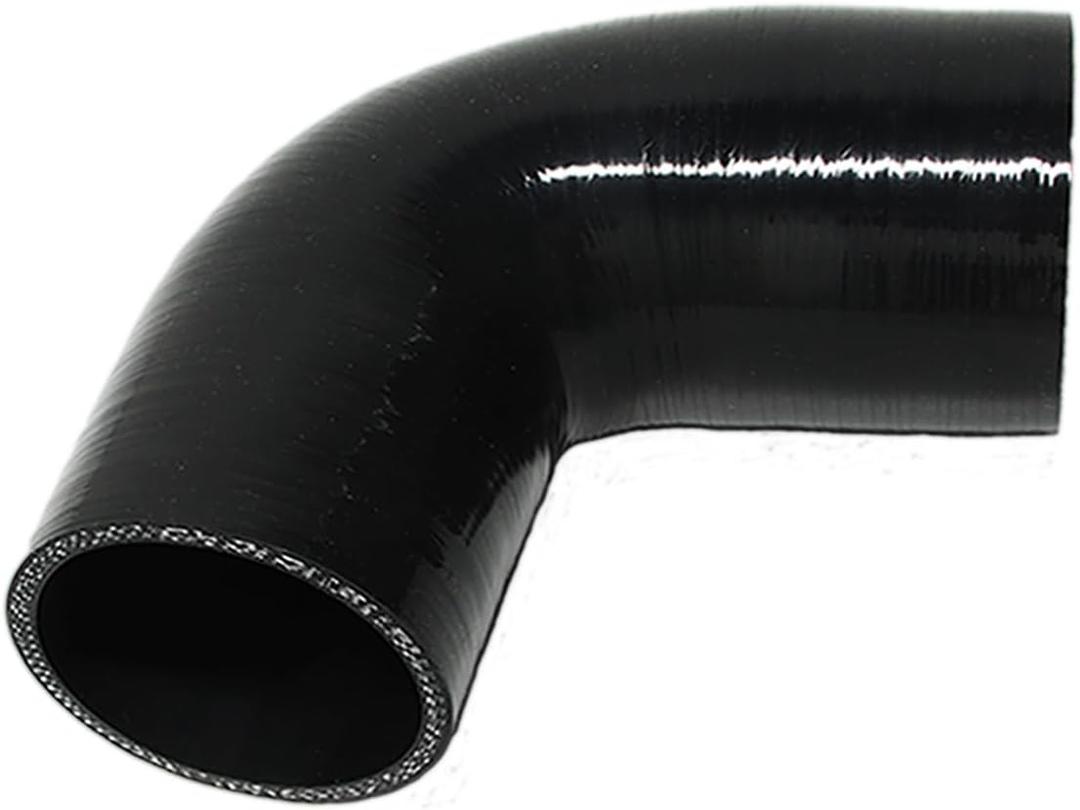 Automotive Silicone Tubing, ID 3.75" to 4" (95mm-102mm) 90 Degree Elbow Reducer, 4.7" (120 mm) leg length,Universal 4-Ply High Performance Coupler Silicone Hose (Black)