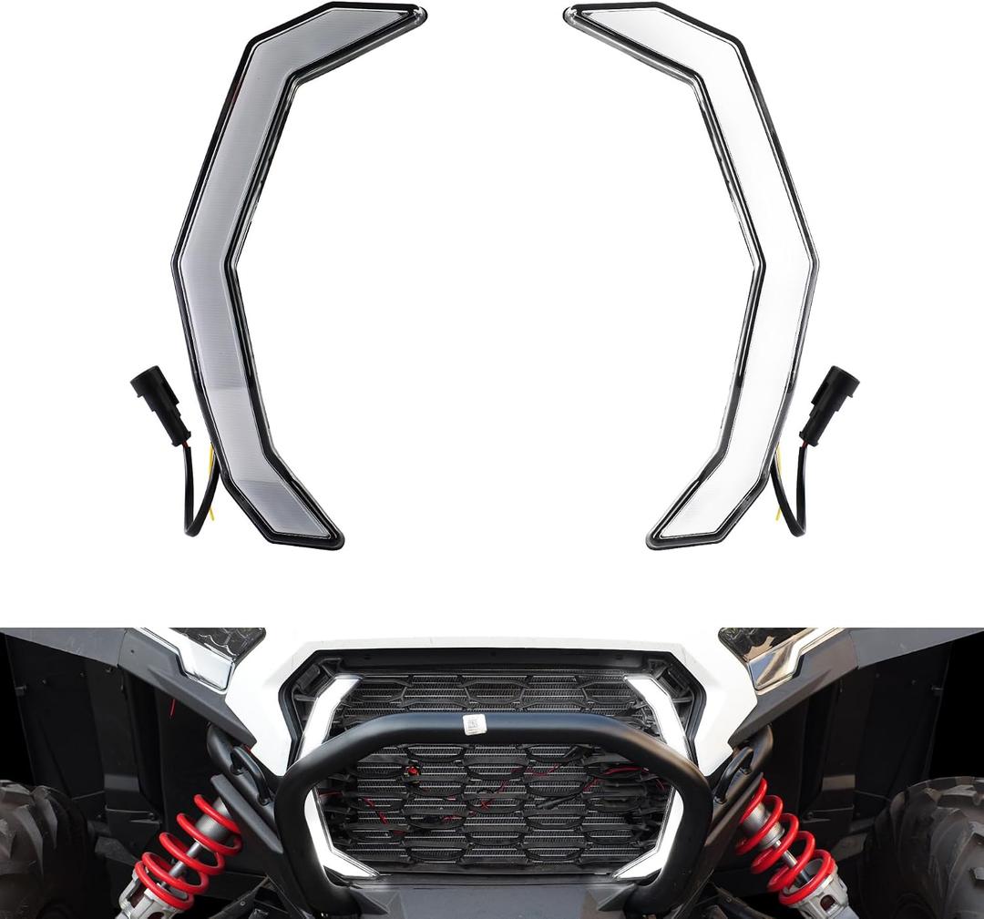 LED Grille Accent Fang Lights for Polaris RZR XP 1000/XP 4 1000 2024 2025 2026+ Accessories, Waterproof White DRL Signature Lights Grill Lamps (One Pair)