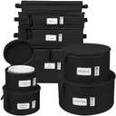 China Storage Hard Shell Containers 8-Piece Set Moving Boxes for Dinnerware, Glasses, Plates, Mugs and Saucers Sturdy Dish Organizer with Dividers for Seasonal Storage - Service for 12 - Black