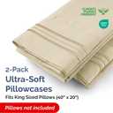 King Pillow Cases Set of 2 - Ultra Soft Hotel Quality Pillowcase Covers - Comfy, Cozy & Wrinkle Free - Shrinkage, Stain and Fade Resistant - Machine Washable Pillow Protectors - 2 Piece Set - Cream