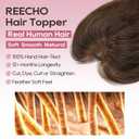 REECHO Hair Toppers for Women Real Human Hair, Seamless Human Hair Toppers with Bangs, 360 3D Cover Clip in Bangs Hair Extensions for Daily Wear, Medium Brown
