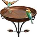 Metal Bird Bath for Outdoor, Vintage Free Standing Birdbathswith Metal Stake Stand,Detachable Bird Baths Feeder Bowl for Garden Patio Yard Lawn Decor,Upgraded 5-Pronged Base (Antique Bronze)