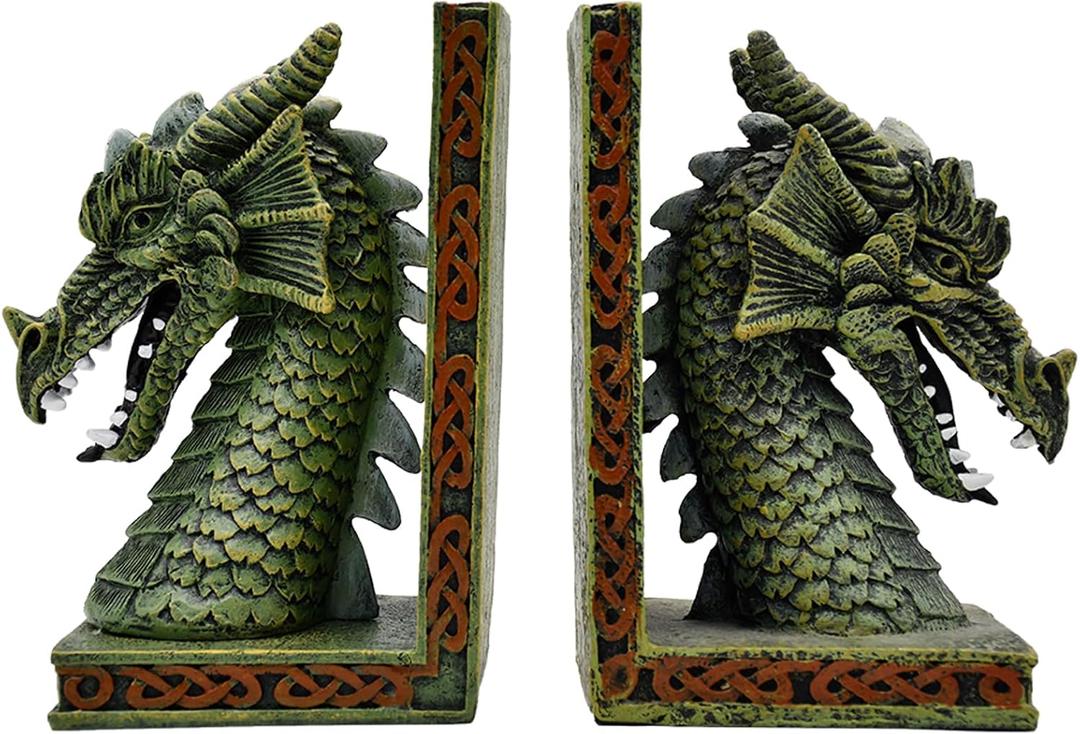 Dragon Bookends Cute Dragon Decor for Shelves Bookshelf Decorative Objects Home Office Desk Bookshelf Decor Dragon Lover Gifts for Women (Bronze)