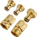 BILAL Quick Connect Hose Fittings, Garden Hose Quick Connect Kit, Solid Brass Standard 3/4 Inch GHT Thread Fitting No-Leak Water Hose Female and Male Adapter (5 pc Connect Set)