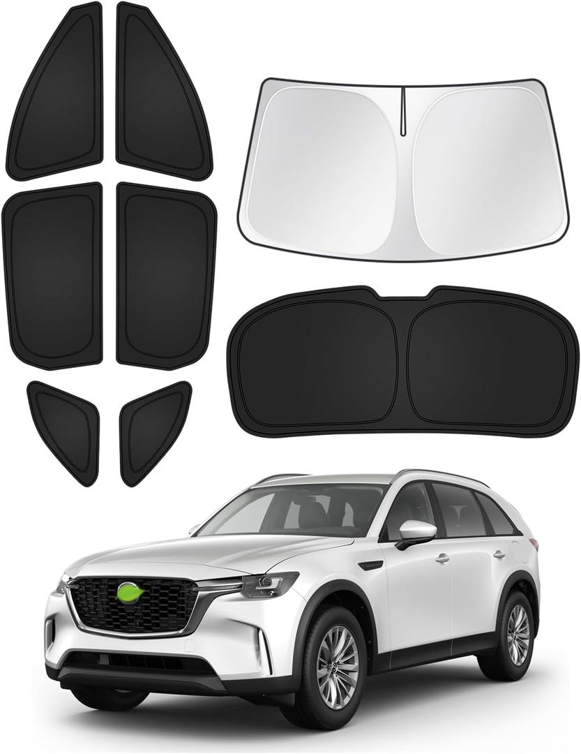 Canvcle Sunshades for Mazda CX-90 2024-2025 2026 CX90 Accessories Windshield Sun Shade Side Rear Window Shade Cover Sun Visor Shield Privacy Protection Keep Vehicle Cool Black 8PCS