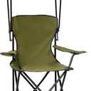 Folding Camping Chair with Canopy, Portable Outdoor Beach Chair for Fishing, BBQ, Picnic, Backyard, Lightweight Sun Shade Chair with Cup Holder, Army Green