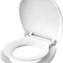 Aünsffer Toddler Toilet Seat with Potty Training Seat Round 16.5inch, 2 in 1 Toilet Seat for Family Builtin Baby Seat Removable, Soft Close + Easy Clean, PP Safe Material, White