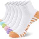 Airacker Athletic Quarter Socks with Cushion Running Ankle Socks for Men Women 6 Pairs (12-14, Mixedcolor)