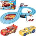 Carrera First Disney/Pixar Cars - Slot Car Race Track - Includes 2 Cars: Lightning McQueen and Dinoco Cruz - Battery-Powered Beginner Racing Set for Kids Ages 3 Years and Up, Medium