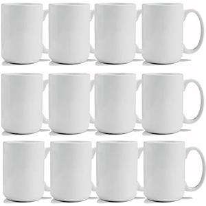 TANGLONG Sublimation Mugs 15 oz, Sublimation Blanks, Bulk Coffee Mugs,White Cups for Coffee,Latte, Soup, Milk, Hot Cocoa Set of 12