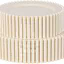 60 Pcs Ivory Plates, Beaded Design Disposable Plastic Plates, Fancy Party Dishes 7.5 inch Dessert Plate and 10 inch Dinner Plate for Party, Bridal Shower