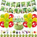 Pikmin Party Decorations,Pikmin Birthday Party Supplies Includes Banner- Cake Topper - 24 Cupcake Toppers - 18 Balloons
