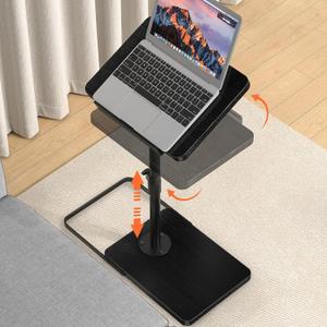 TV Tray Table for Couch, Height Adjustable/360 Swivel/180 Flip-Over Panel Design C-Shaped End Table, Sofa Arm End Side Table with Phone & Tablet Slot for Eating, Laptop,Couch Bed (Black), Angle Tilt 1 Pack
